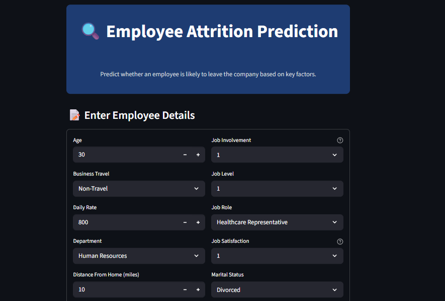 Streamlit project on Employee Attrition Prediction System
