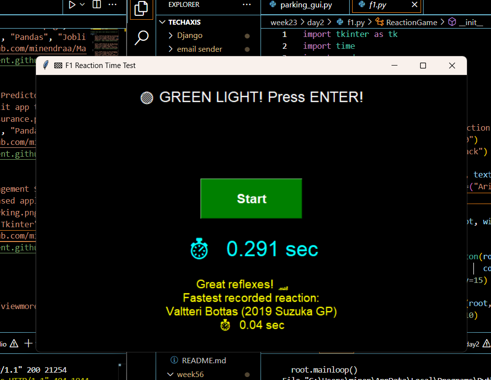 Formula 1 Reaction Time Simulator using Python