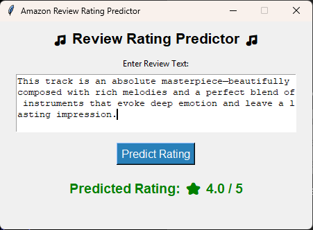 Amazon Review Star Rating Predictor using Tkinter and Machine Learning