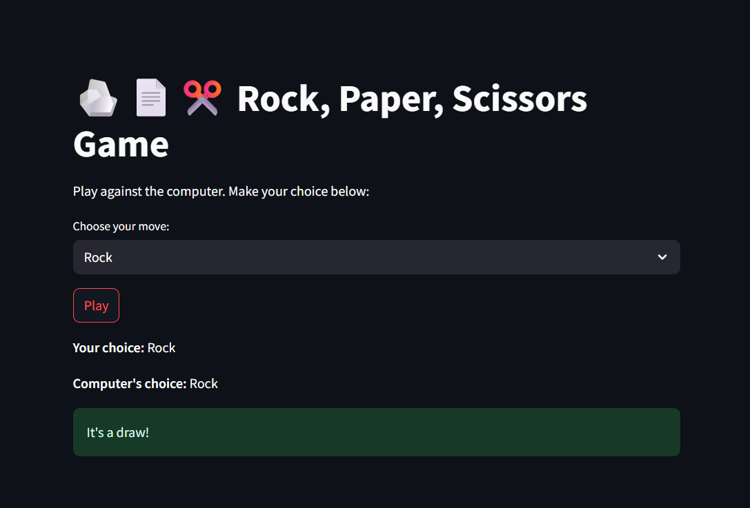 Rock, Paper, Scissors Game with Streamlit